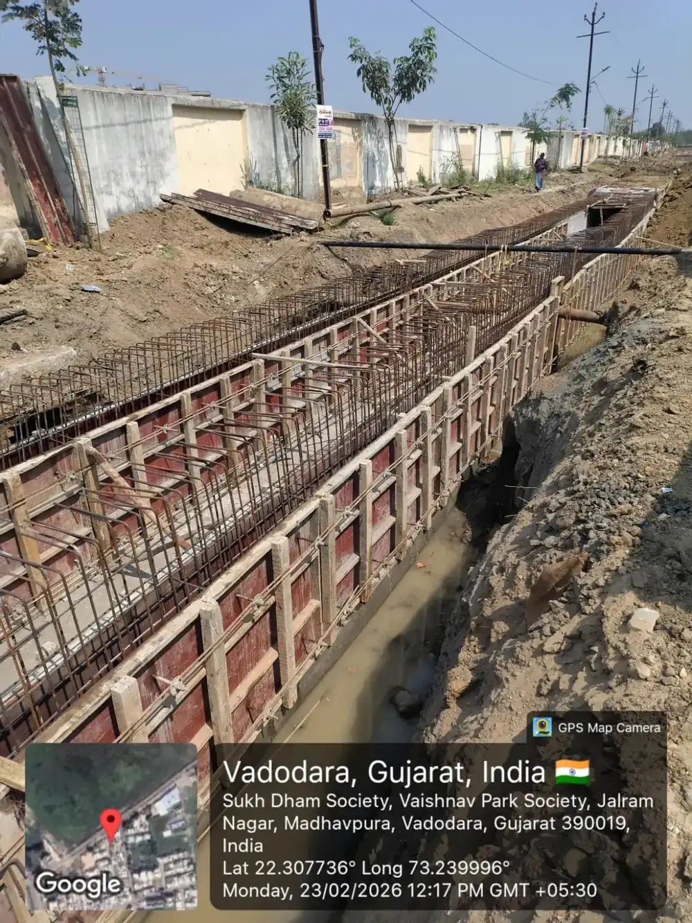 Reinforced cement concrete (RCC) storm water drain construction by CIP