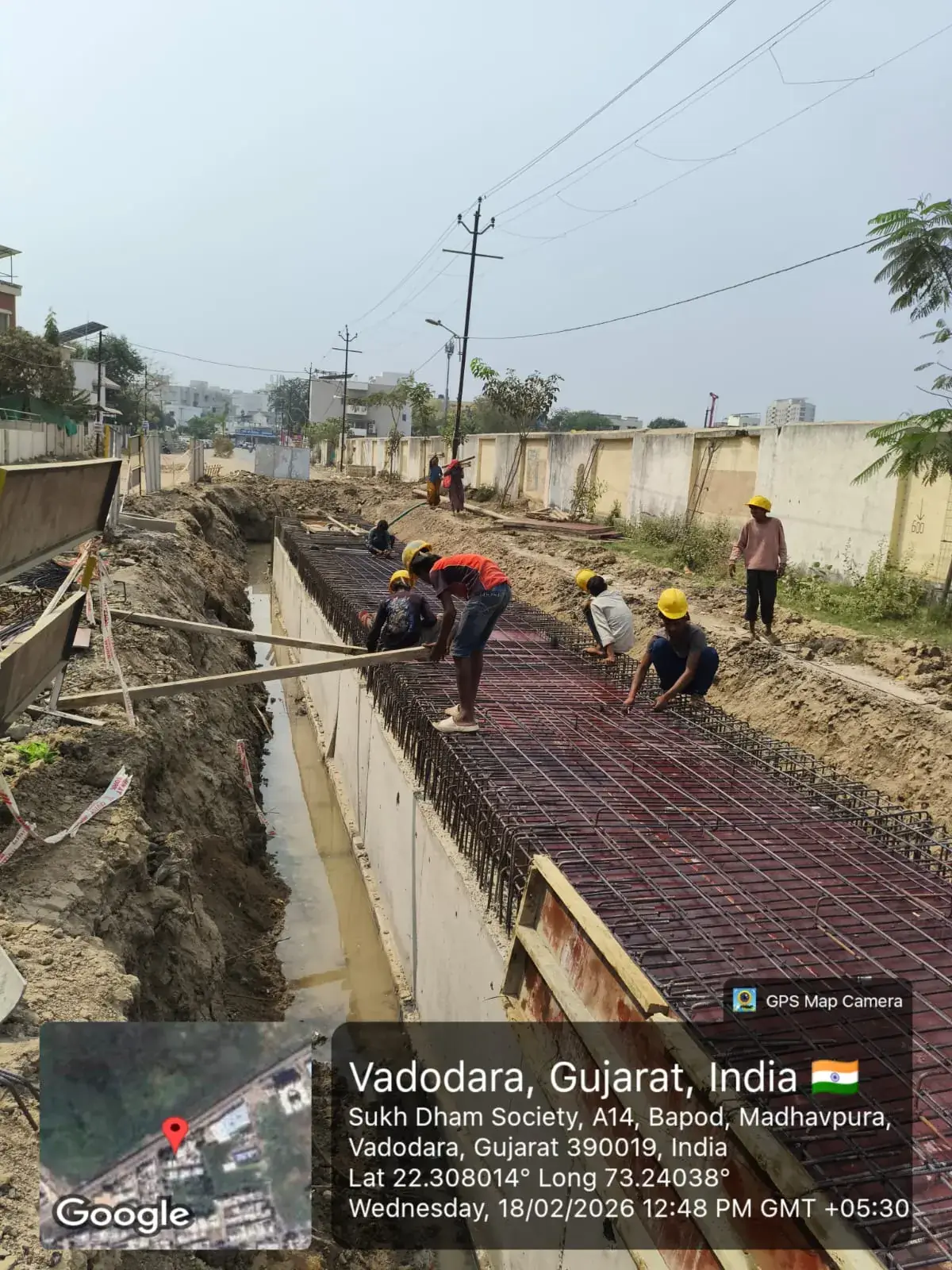 Reinforced cement concrete (RCC) storm water drain construction by CIP