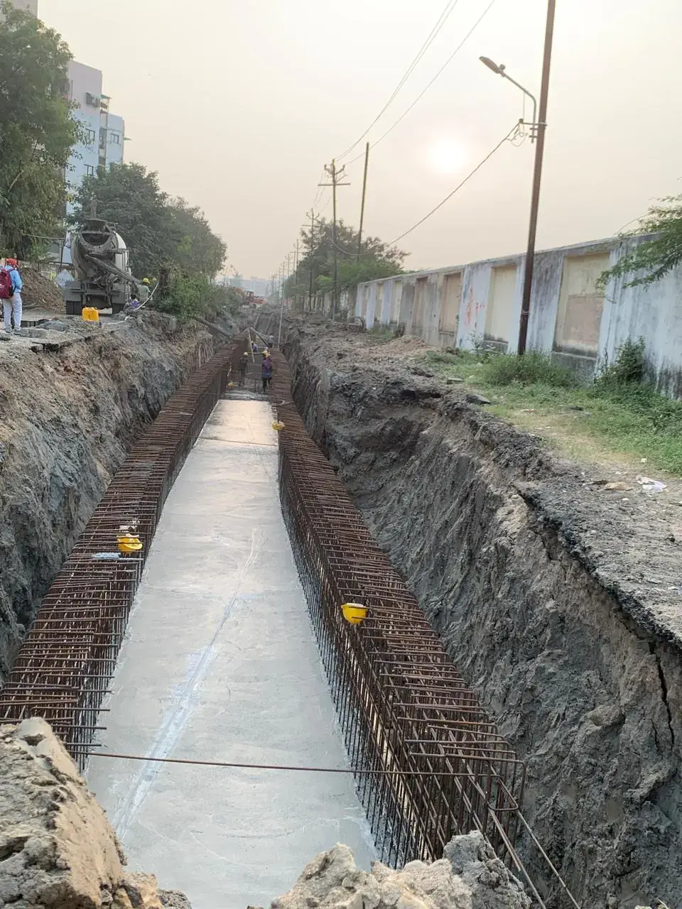 Reinforced cement concrete (RCC) storm water drain construction by CIP