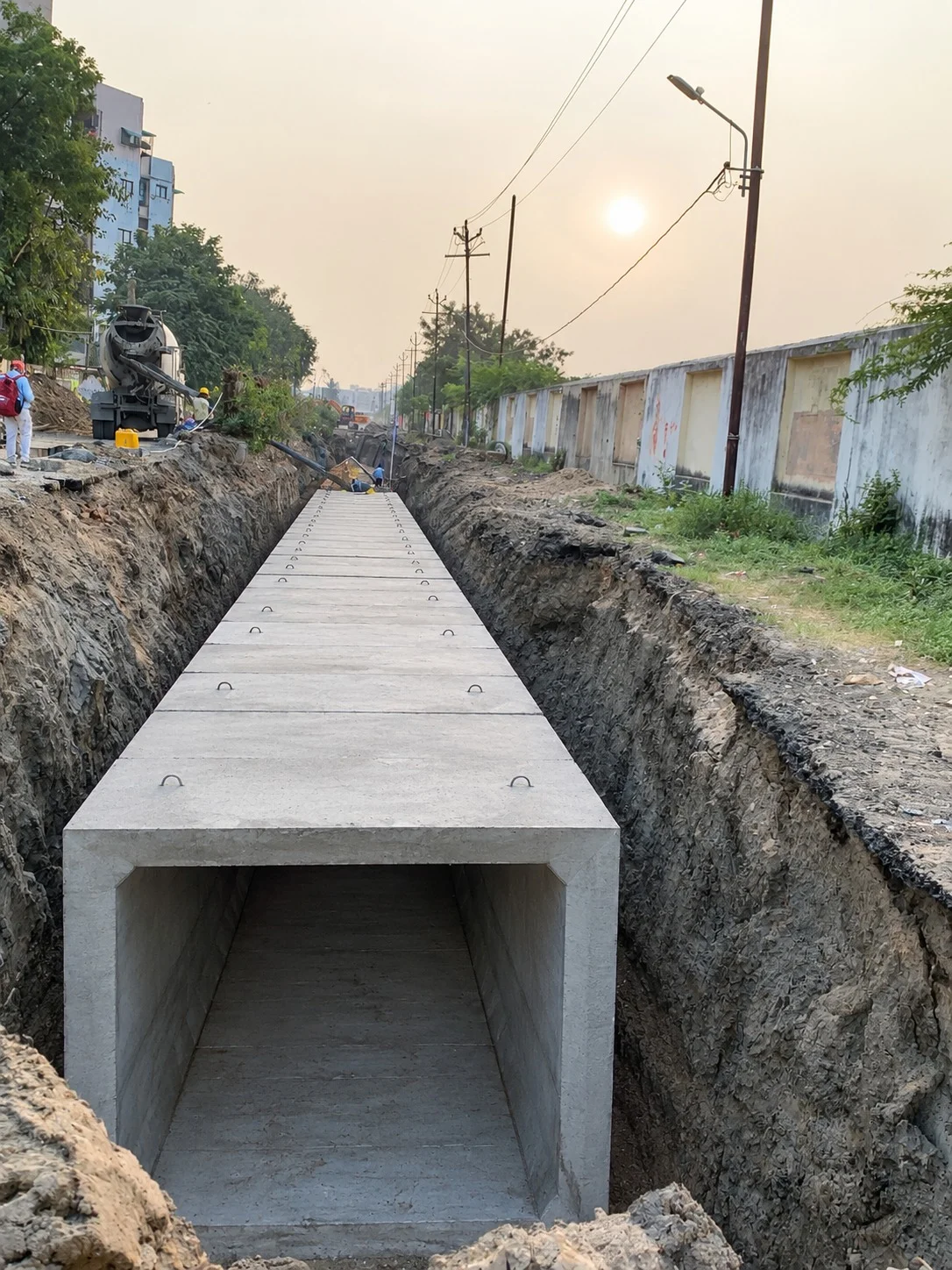 Reinforced cement concrete (RCC) storm water drain construction by CIP