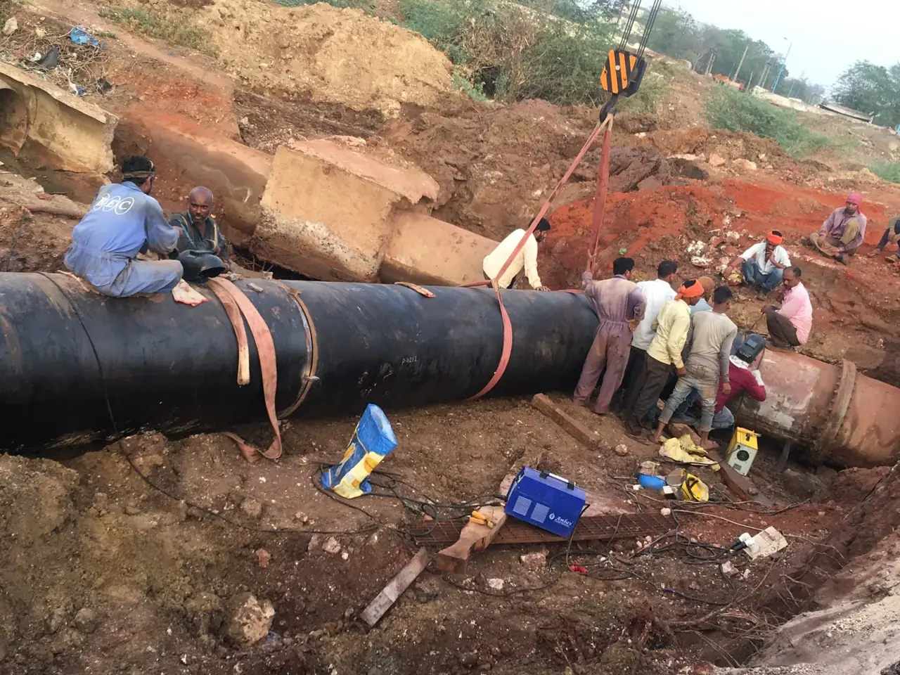 Pipeline trench excavation and pipe laying work on site by Classic Infrastructure Projects