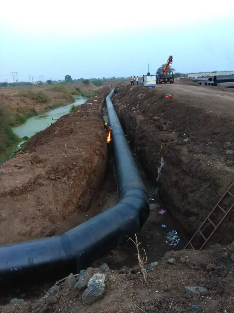 Pipeline trench excavation and pipe laying work on site by Classic Infrastructure Projects
