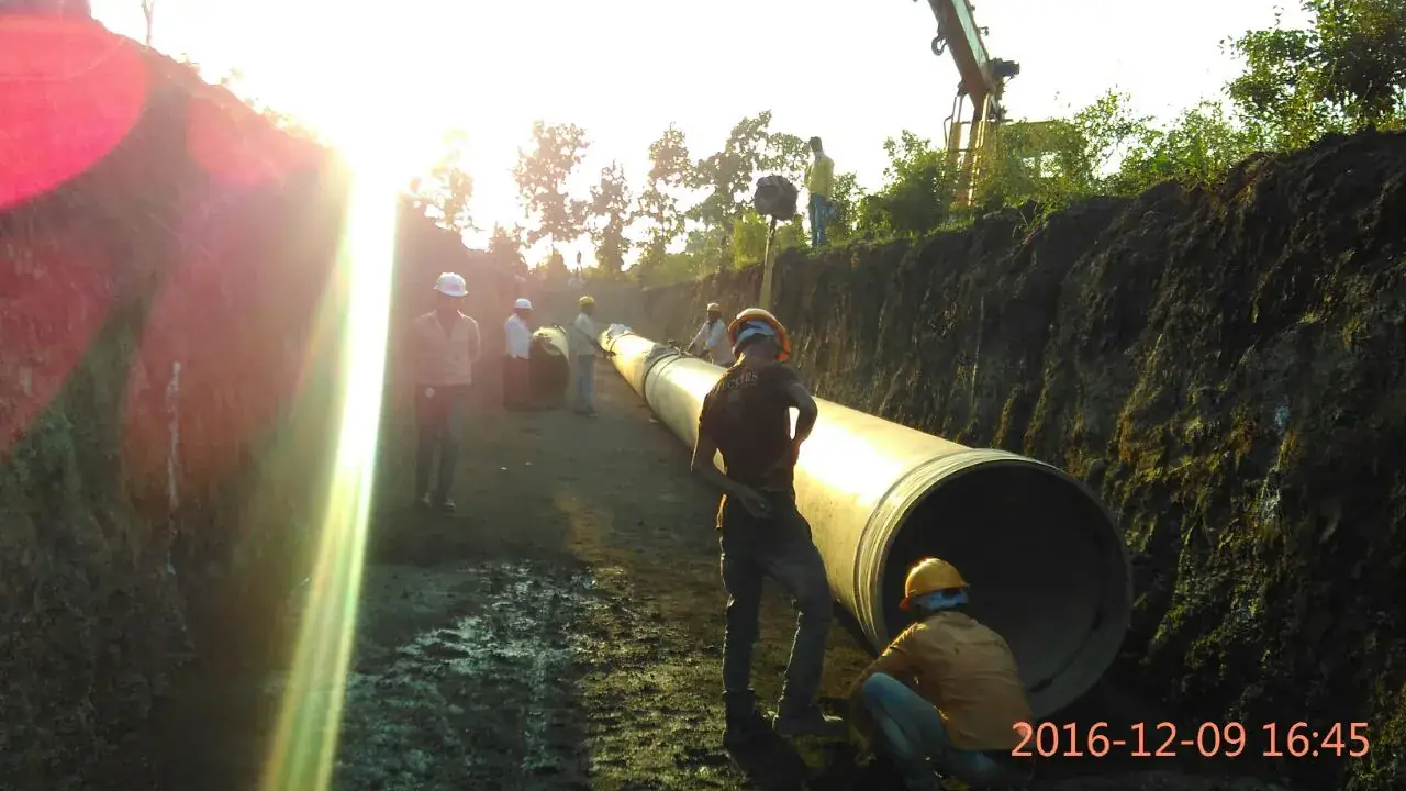 Pipeline trench excavation and pipe laying work on site by Classic Infrastructure Projects