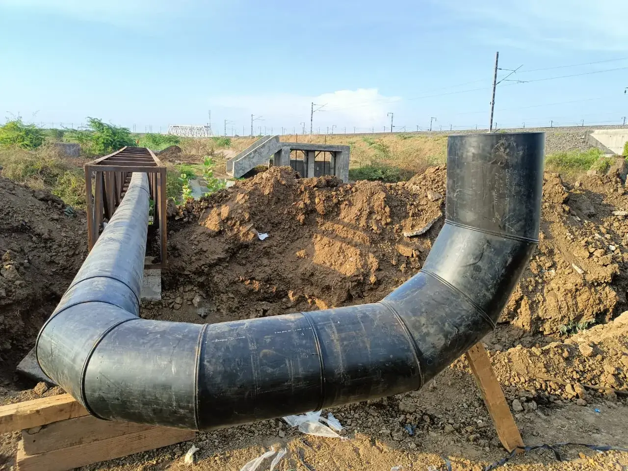 Pipeline trench excavation and pipe laying work on site by Classic Infrastructure Projects