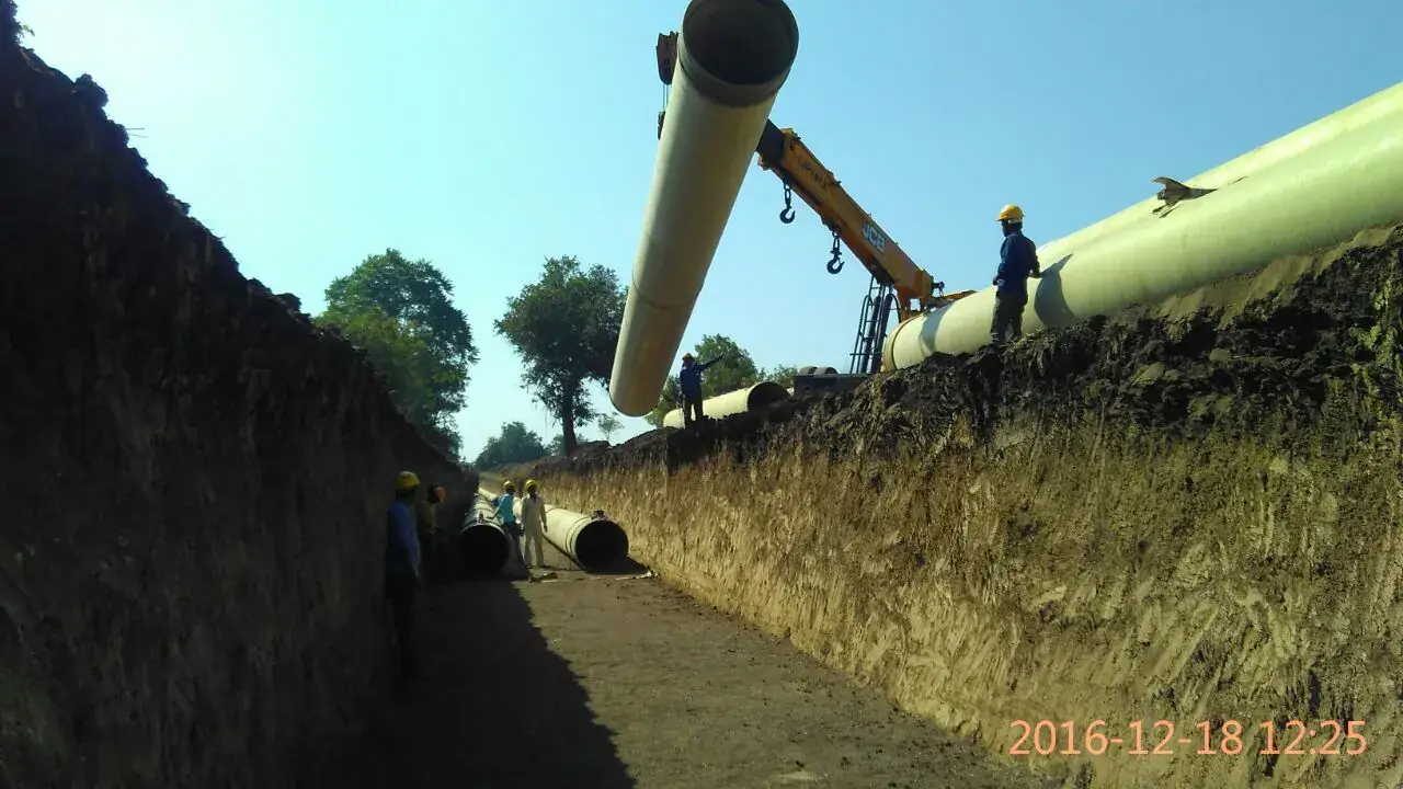 Pipeline trench excavation and pipe laying work on site by Classic Infrastructure Projects