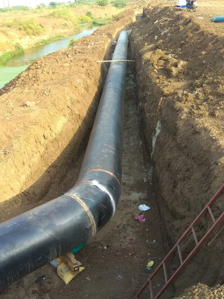 Pipeline trench excavation and pipe laying work on site by Classic Infrastructure Projects