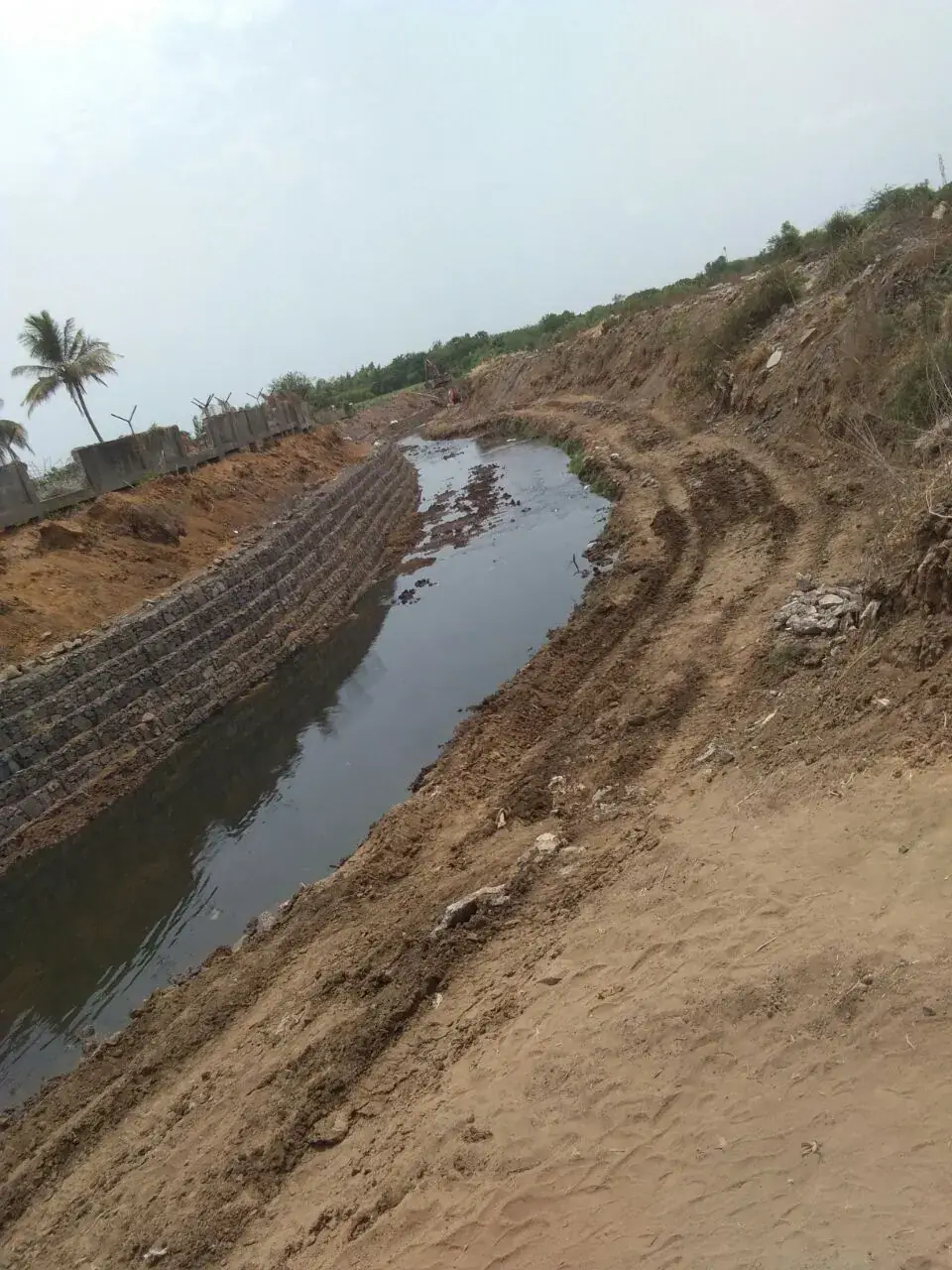Gabion wall and stone pitching protection works executed by CIP