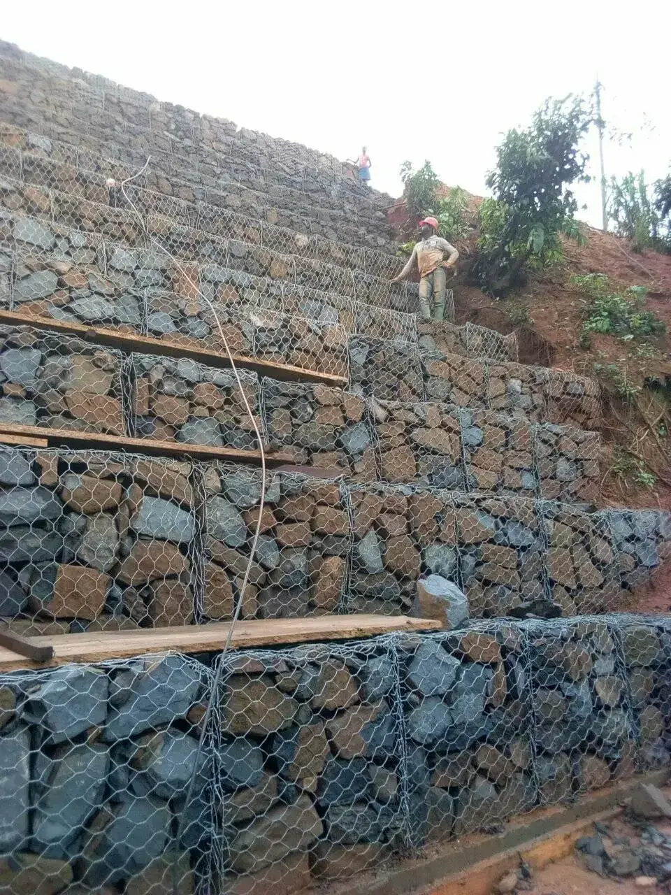 Gabion wall and stone pitching protection works executed by CIP