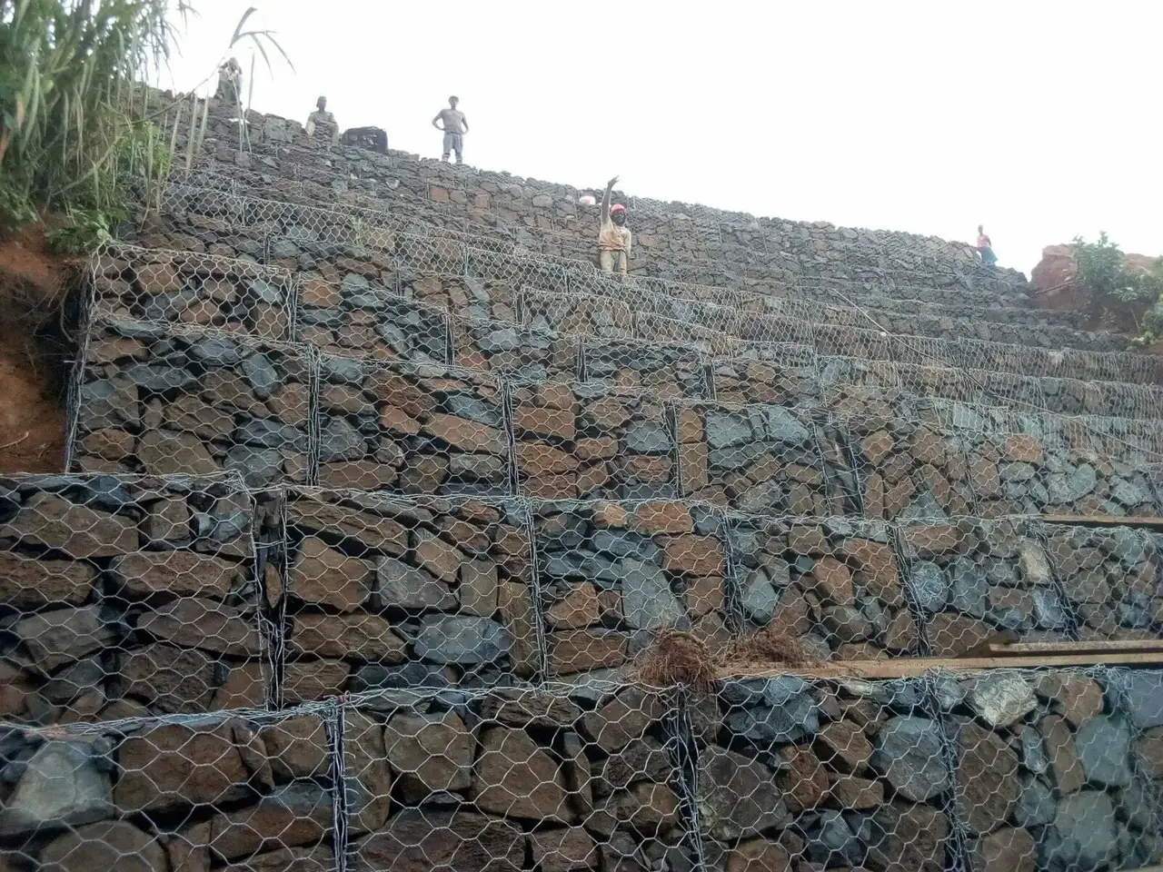 Gabion wall and stone pitching protection works executed by CIP